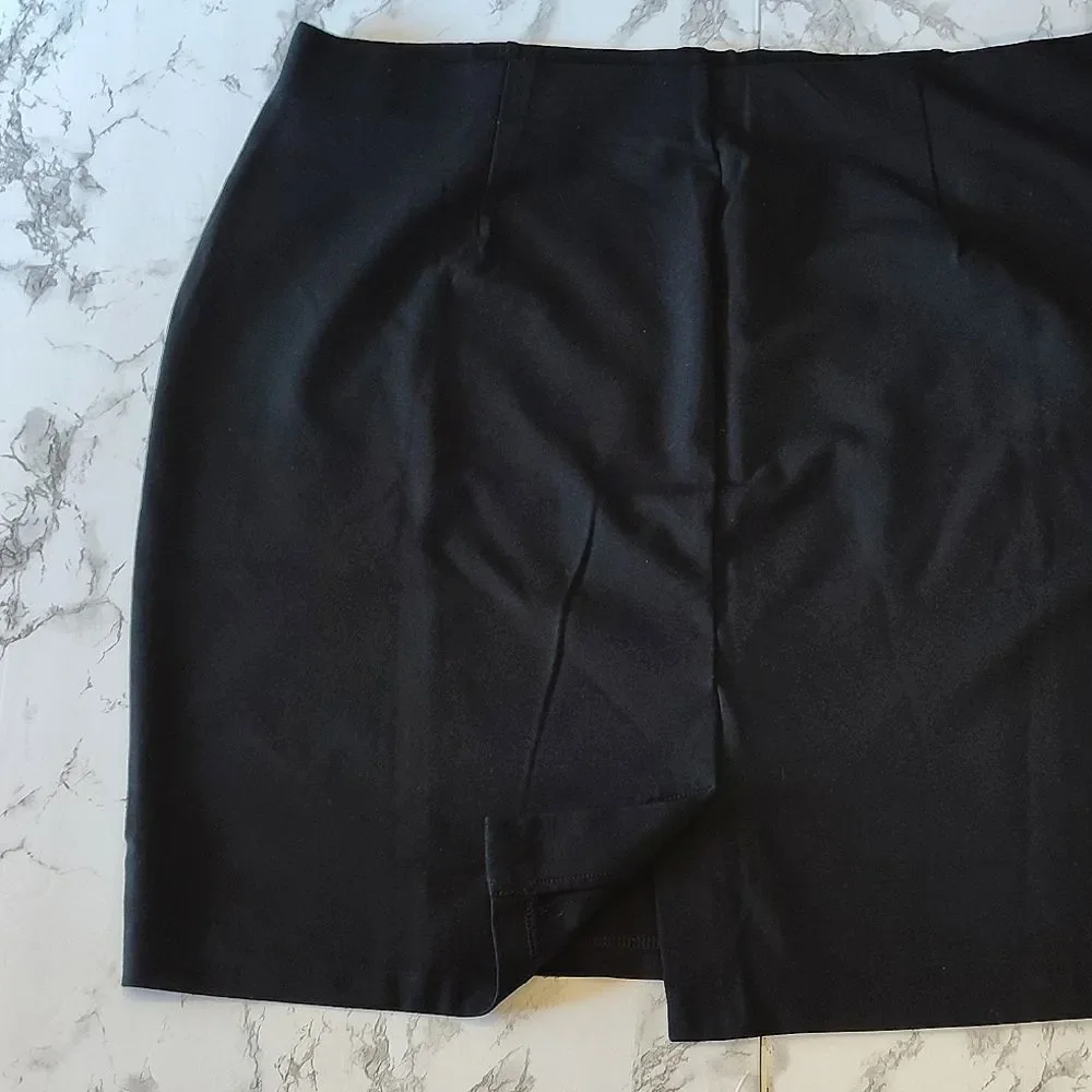 Roz & Ali Black Stretch Zipper‎ Details Pull On Mini Skirt Plus 2X